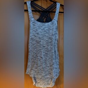 lululemon athletica Heathered White & Black Tank Top with Strappy Back